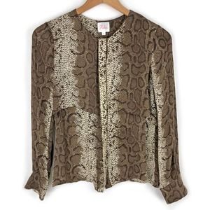 Parker Blouse Brown Silk Snake Pattern XS